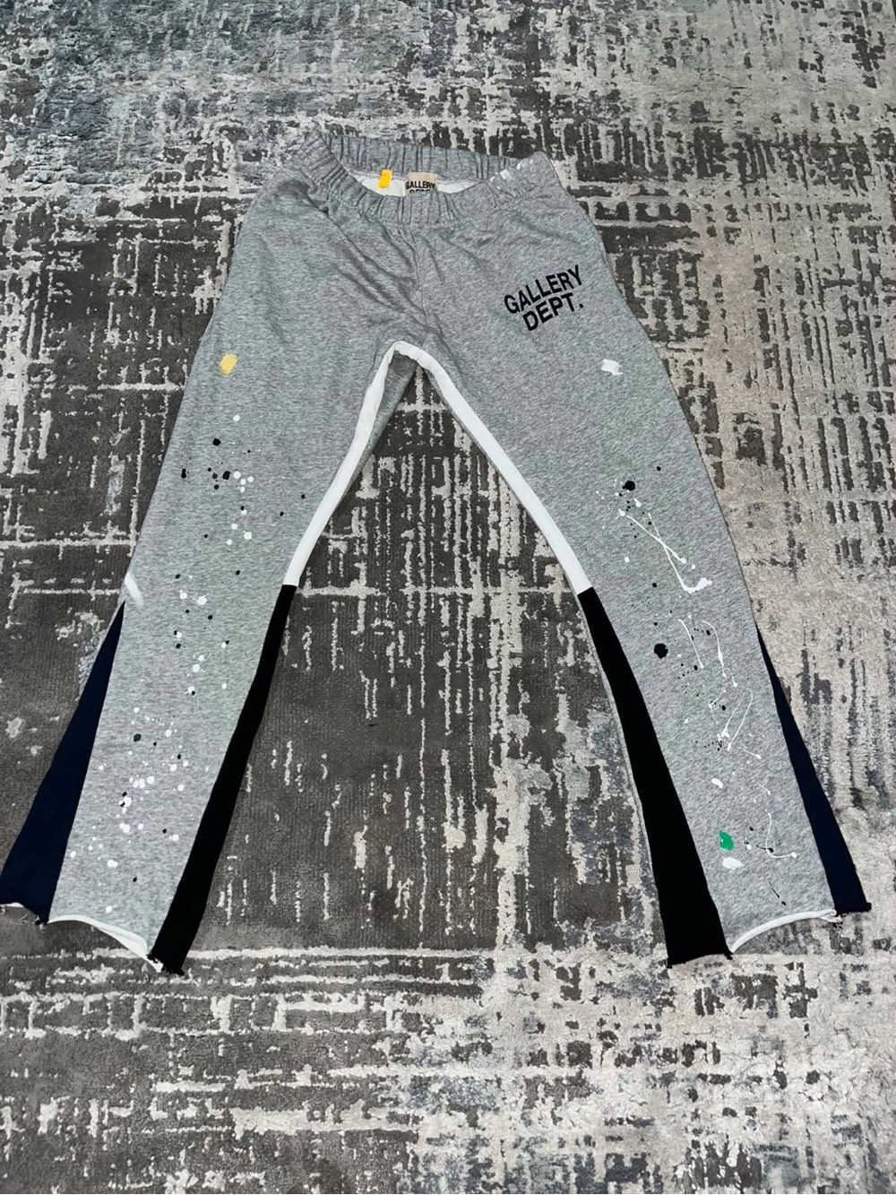 Gallery Dept Gray Sweatpants with Paint-Splatter & Navy Panels